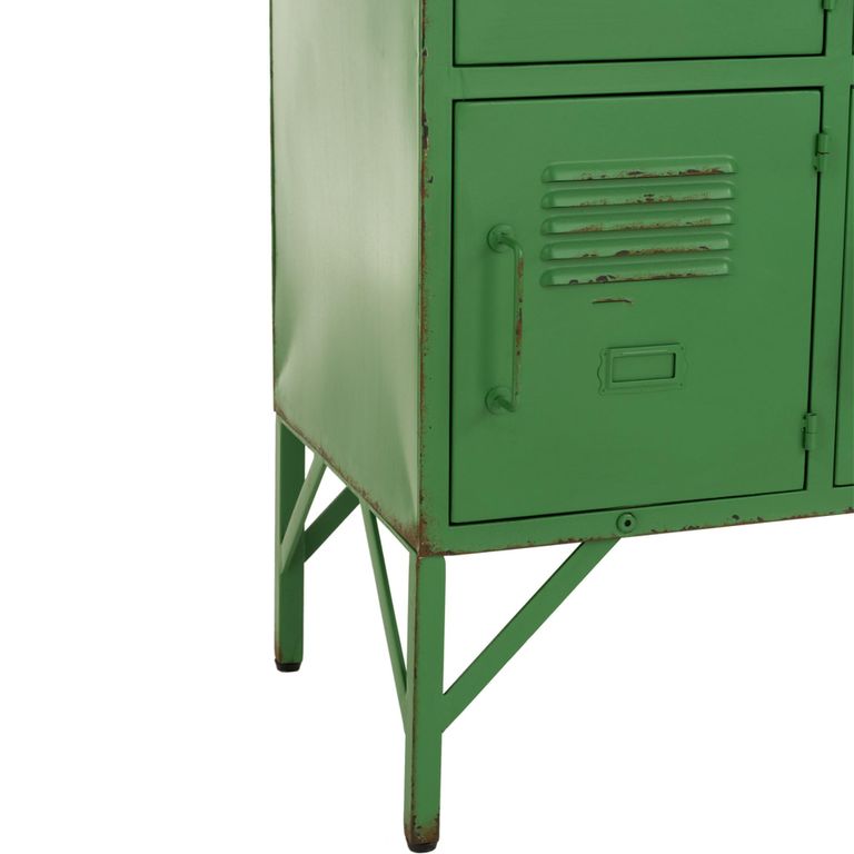 Locker Style Cupboard - 9 Door - Industrial Look - Green Distressed Metal