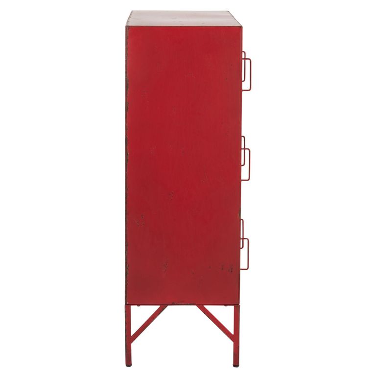 Locker Style Cupboard - 9 Door - Industrial Look - Red Distressed Metal