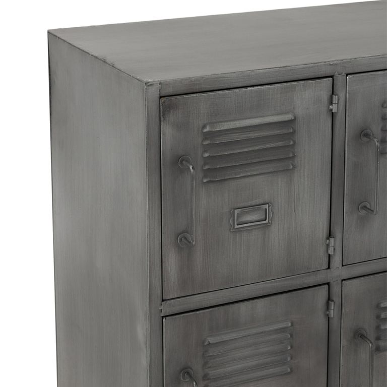 Locker Style Cupboard - 9 Door - Industrial Look - Silver Metal
