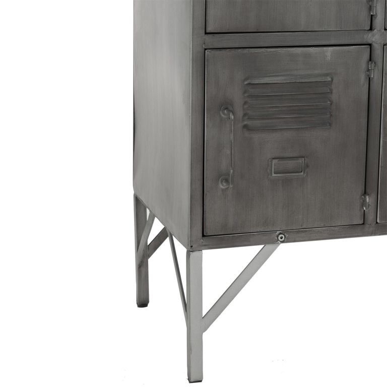 Locker Style Cupboard - 9 Door - Industrial Look - Silver Metal