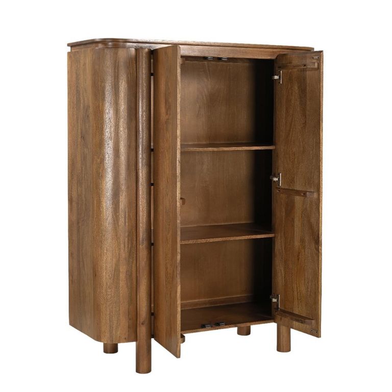Salano Curved Hall Cabinet - 2 Door - Brown - Mango Wood