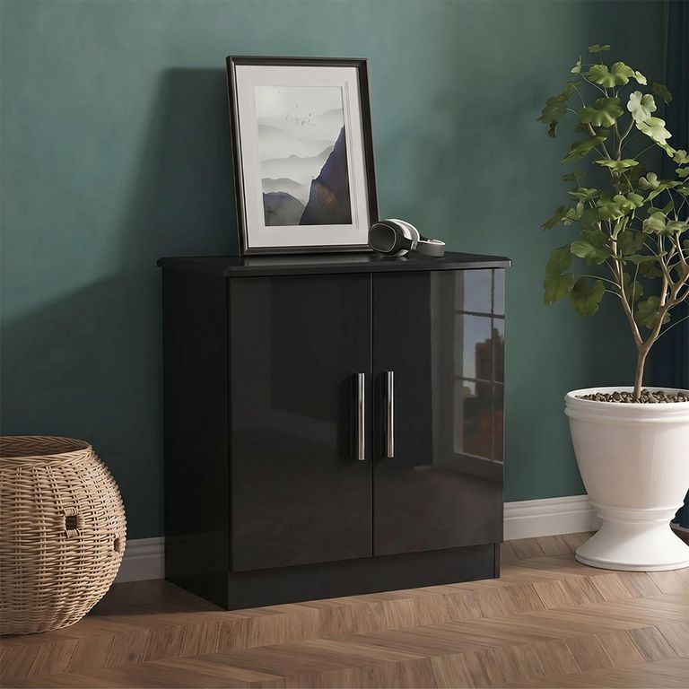 Knightsbridge Hall Cabinet - 2 Door - Black Gloss
