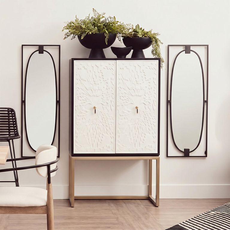 Dumas Hall Cabinet - 2 Door - Black and White