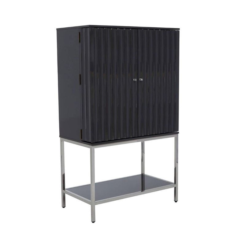 Genoa Hall Cabinet - 2 Door - Fluted - Grey