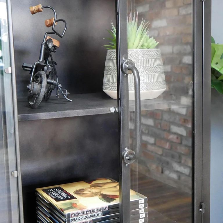 Clearance - Display Cabinet - 2 Door - Bronze Metal and Glass - Industrial - FSS17343