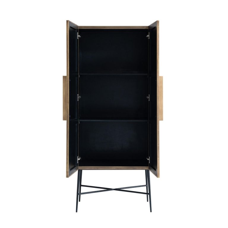 Ironville Brass Ribbed 2 Door Tall Cupboard