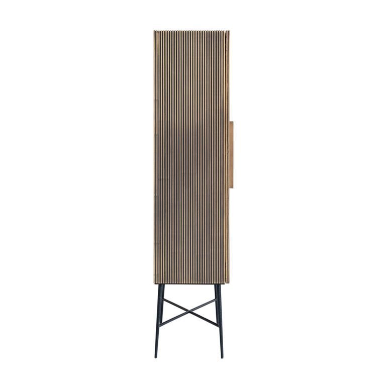 Ironville Brass Ribbed 2 Door Tall Cupboard