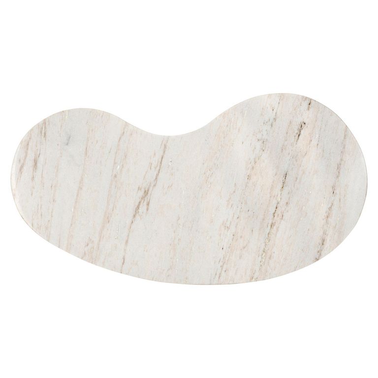 Mayfield White Marble Top 1 Door Bar Cabinet - Dark Wood Fluted Base