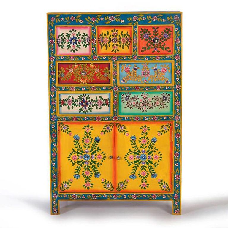 Clearance - Wauzeka Hall Cabinet - Multicolor - Mango Wood - Painted - 2 Door - FSS17385