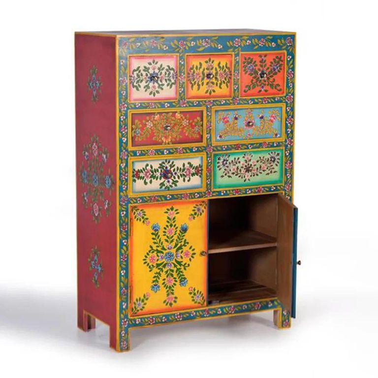 Clearance - Wauzeka Hall Cabinet - Multicolor - Mango Wood - Painted - 2 Door - FSS17385