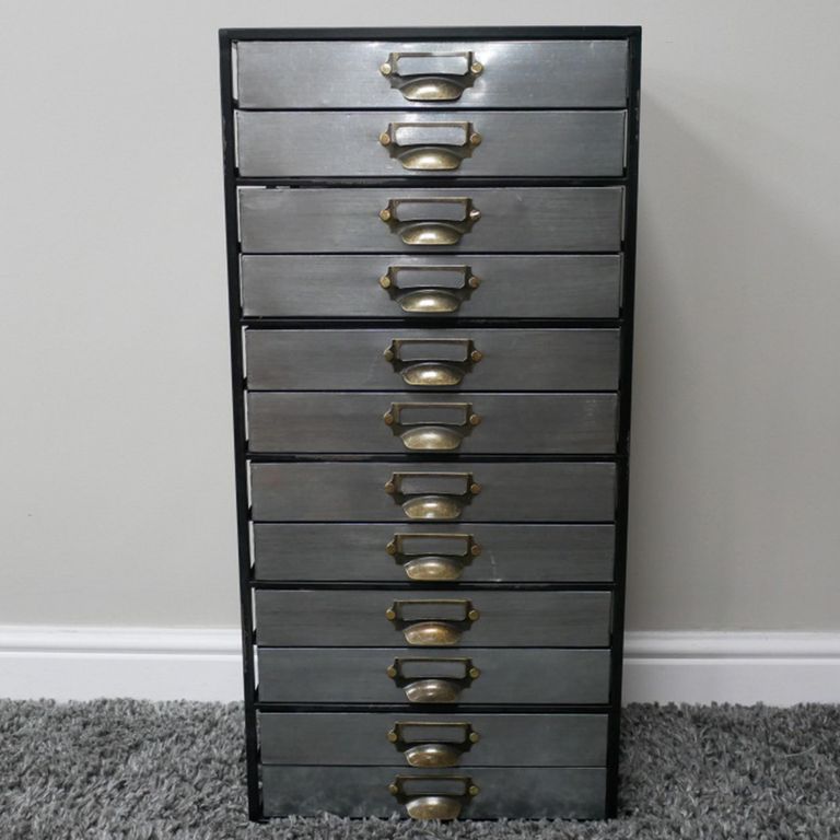 Industrial Storage Hall Cabinet - Multi Drawer - Grey - Metal