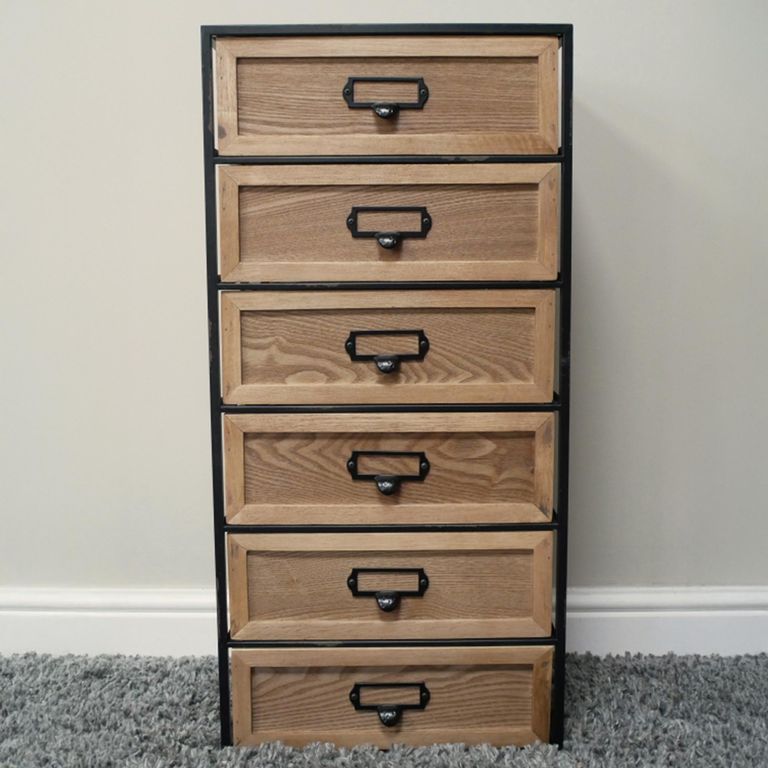 Industrial Cabinet - 6 Drawer - Fir Wood and Metal