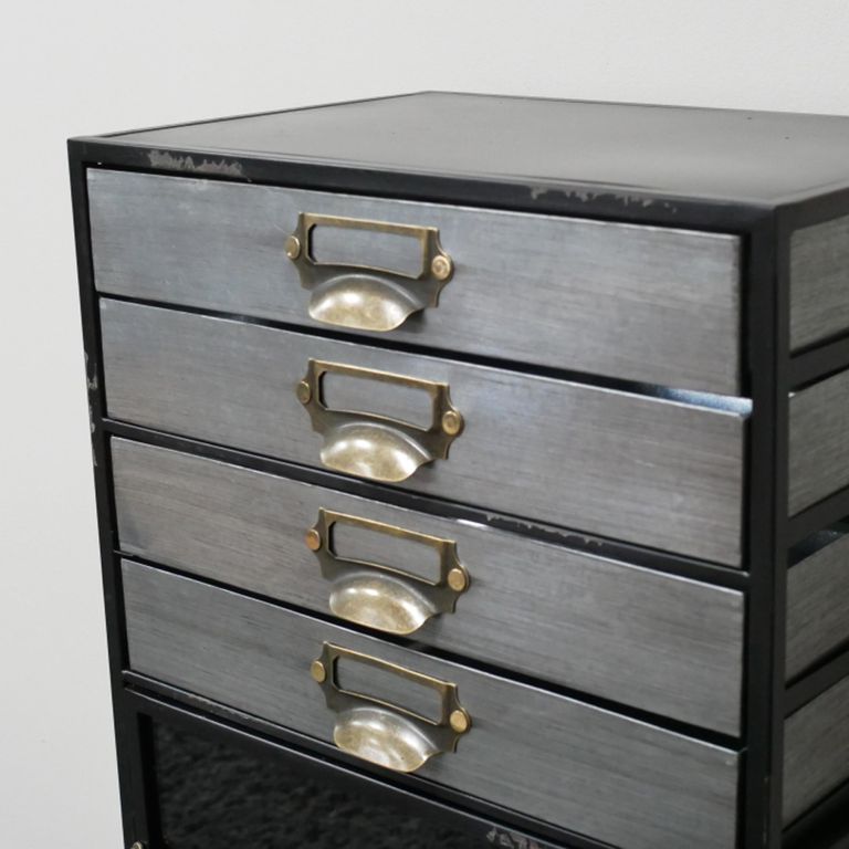 Industrial Cabinet - 1 Door - 6 Drawer - Fir Wood and Metal