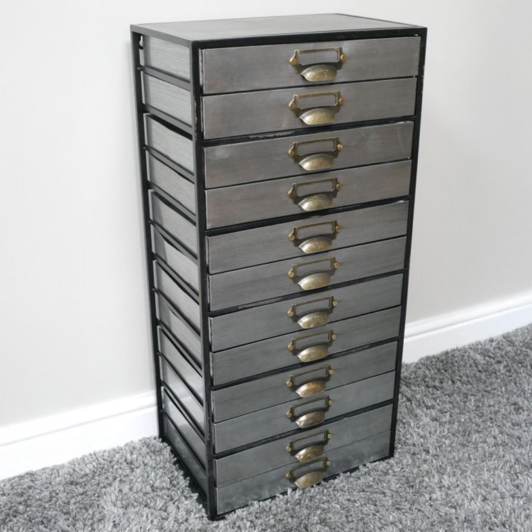 Industrial Storage Hall Cabinet - Multi Drawer - Grey - Metal