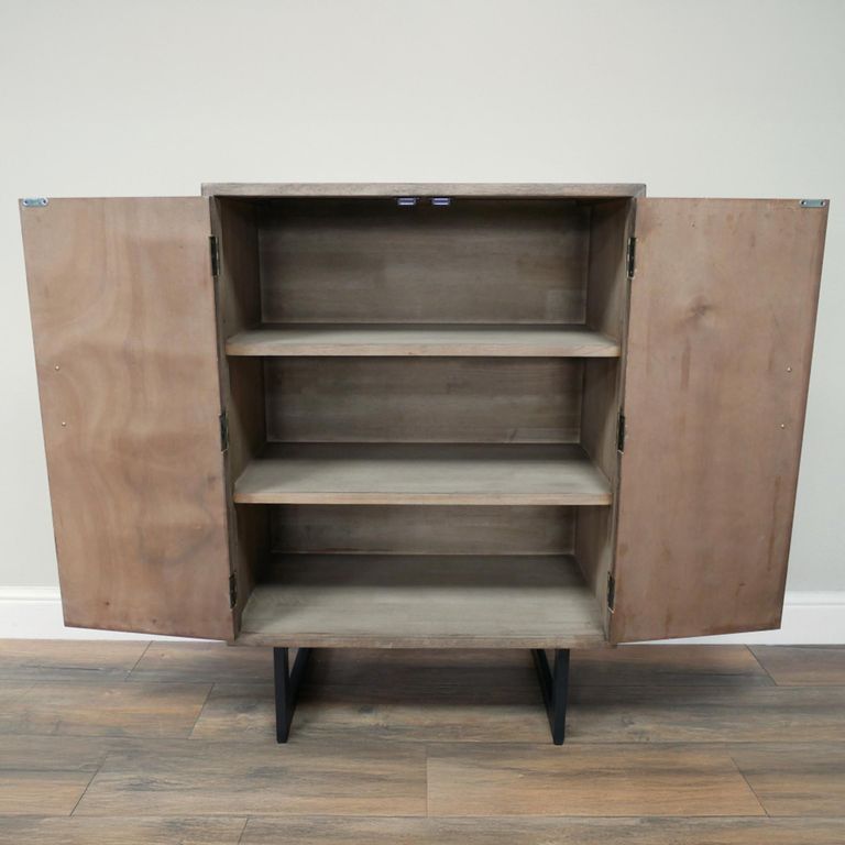 Slatted Hall Cabinet - 2 Door - Fir Wood