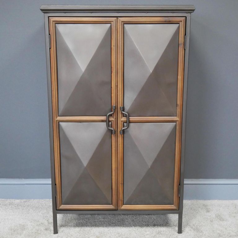 Industrial Cabinet - 2 Door - Grey - Wood and Metal