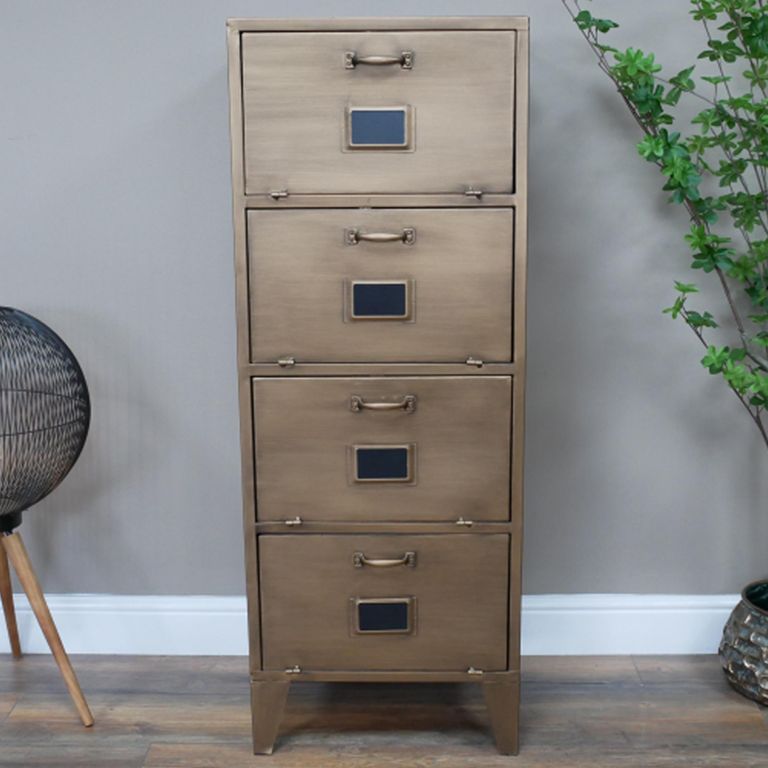 Industrial Filling Cabinet - 4 Door - Antique Copper - Metal