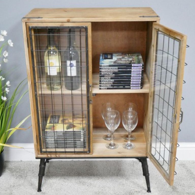 Industrial Cabinet - 2 Door - Fir Wood and Metal