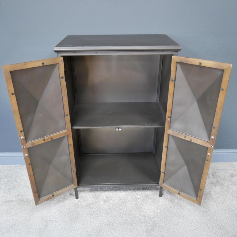 Industrial Cabinet - 2 Door - Grey - Wood and Metal