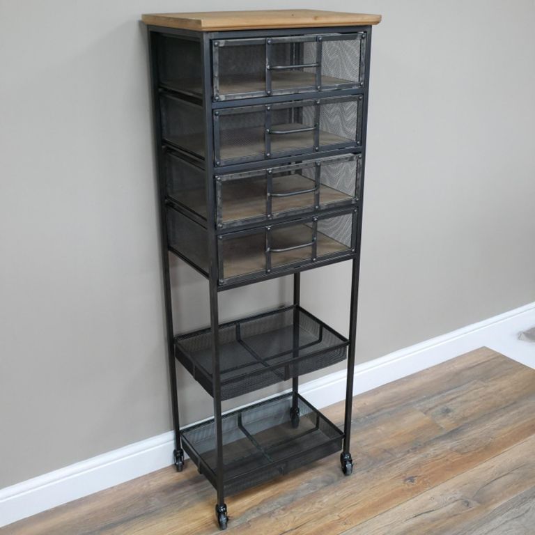 Industrial Storge Cabinet - Wine Rack - Black - on Wheels - Metal