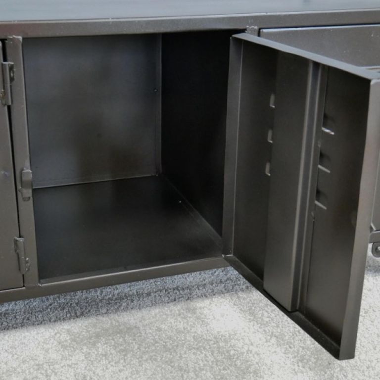 Industrial Low Cabinet - 4 Door - Grey - Metal