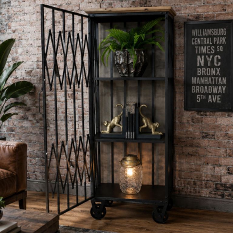 Industrial Cabinet - Black - 1 Door - on Wheels - Metal