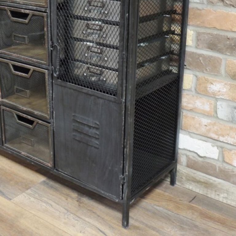 Industrial Cabinet - Distressed Black - 2 Door - Metal