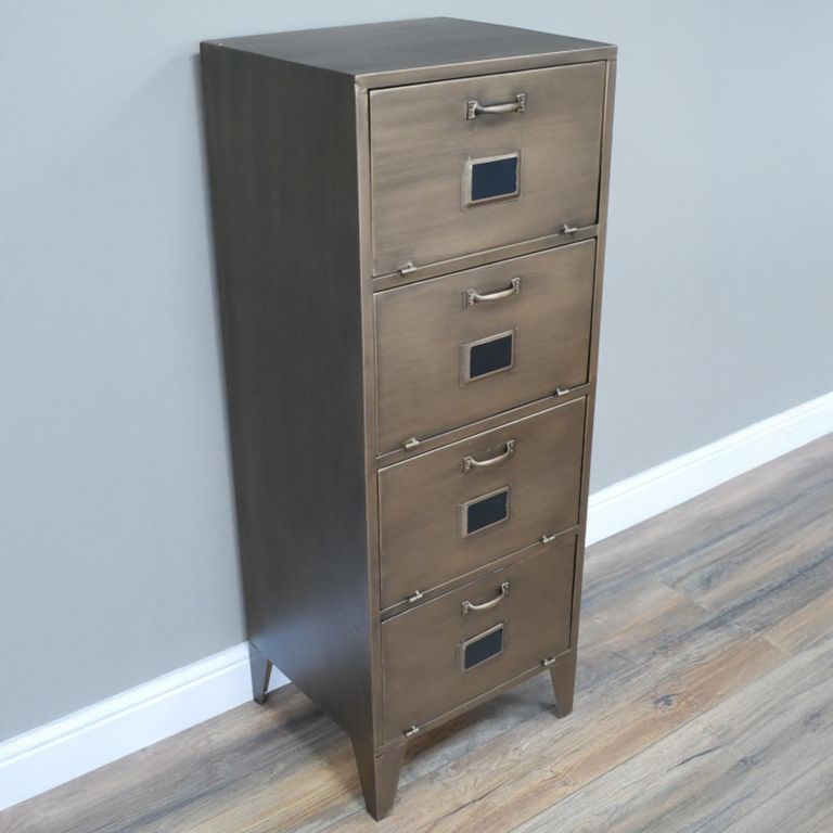 Industrial Filling Cabinet - 4 Door - Antique Copper - Metal