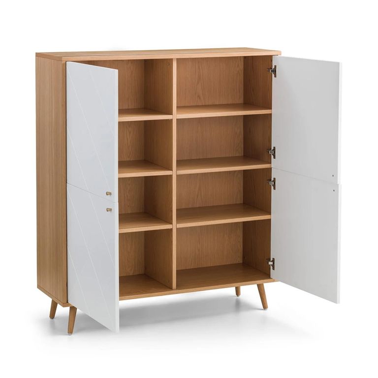 Moritz Hall Cabinet - 4 Door - White - Oak Effect