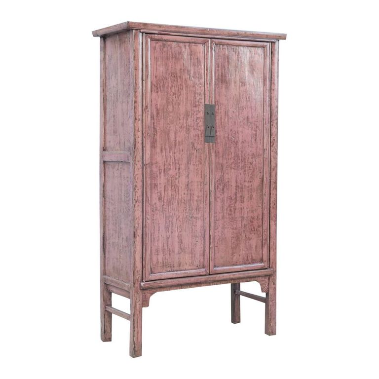 Unique One of a Kind - Distressed Storage Cabinet - 2 Door - 2 Drawer - Pink - Elm Wood