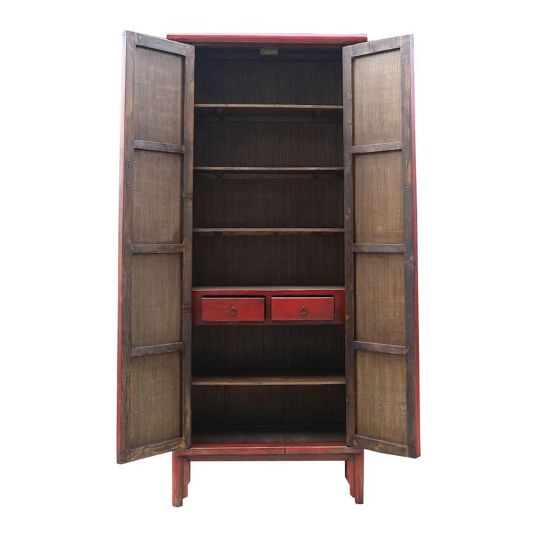 Unique One of a Kind - Distressed Storage Cabinet - 2 Door - 2 Drawer - Red - Wooden