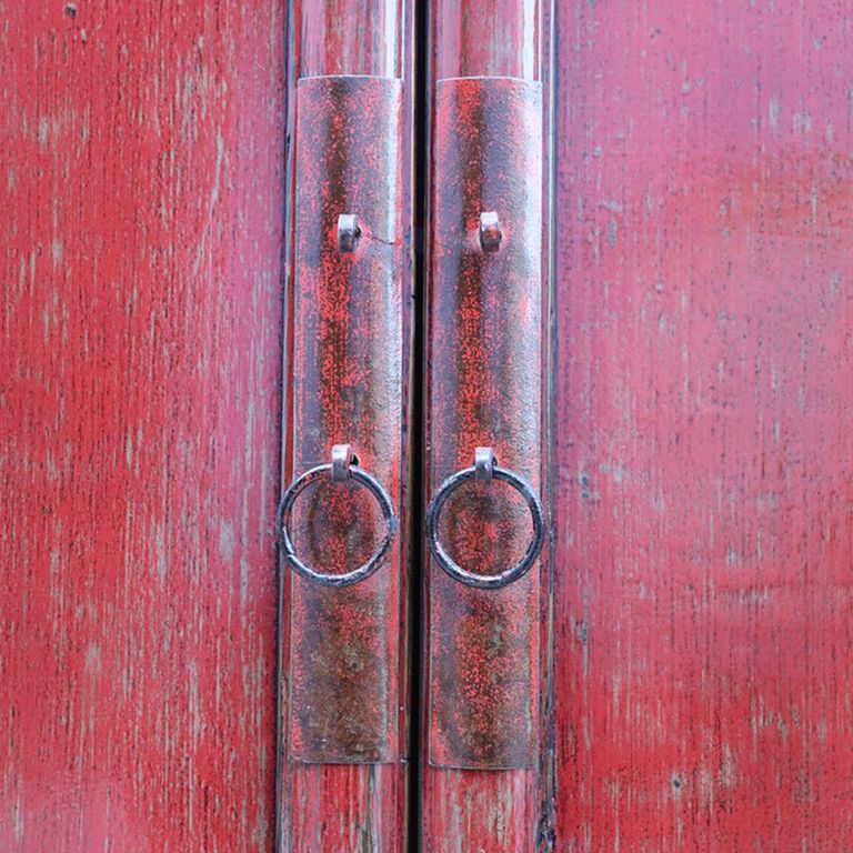 Unique One of a Kind - Distressed Storage Cabinet - 2 Door - 2 Drawer - Red - Wooden
