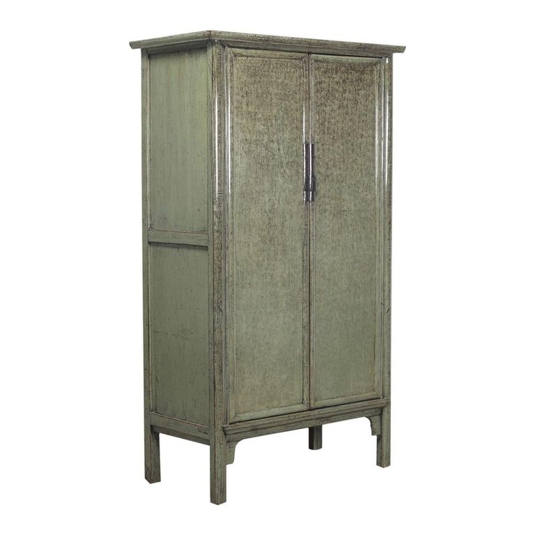 Unique One of a Kind - Distressed Storage Cabinet - 2 Door - 2 Drawer - Sage Green - Elm Wood