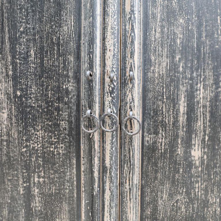 Unique One of a Kind - Distressed Storage Cabinet - 2 Door - 4 Drawer - Weathered Black - Pine Wood