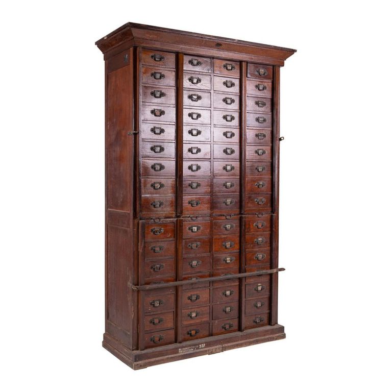 Storage Cabinet - Apothecary - Multi-Drawer - Vintage Brown - Wooden