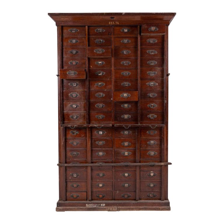 Storage Cabinet - Apothecary - Multi-Drawer - Vintage Brown - Wooden