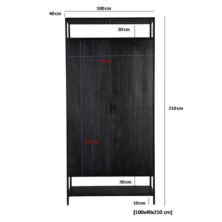 Kala Storage Cabinet - 2 Door - Black - Mango Wood