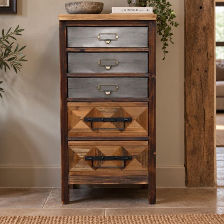 Tall Cabinet - 5 Drawer - Rustic - Fir Wood