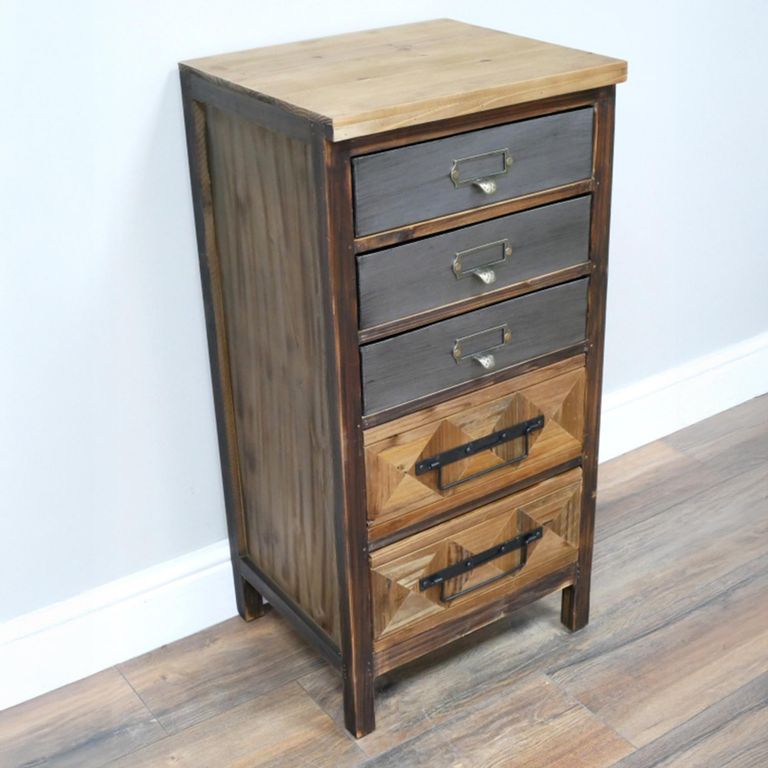 Tall Cabinet - 5 Drawer - Rustic - Fir Wood