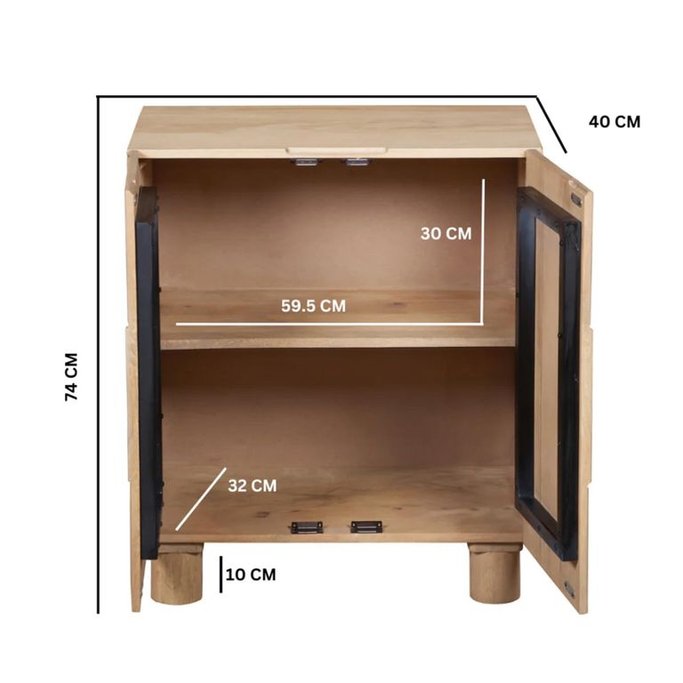 Austin Hall Cabinet - 2 Door - Fluted - Natural - Mango Wood