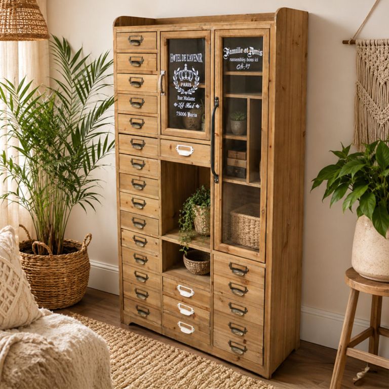 Multi Drawer Wooden 2 Door Large Hall Cabinet