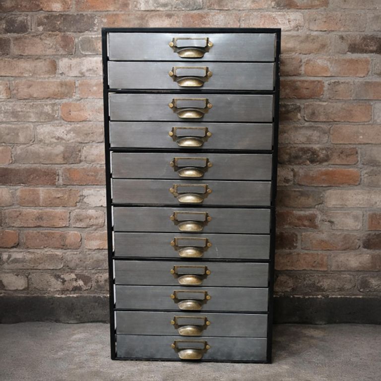 Industrial Cabinet - Multi Drawer - Grey - Metal