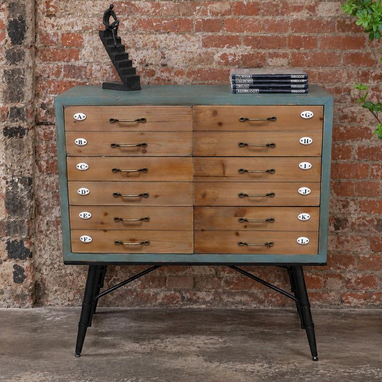 Storage 7 Drawer Cabinet Multi Drawer Wood and Metal