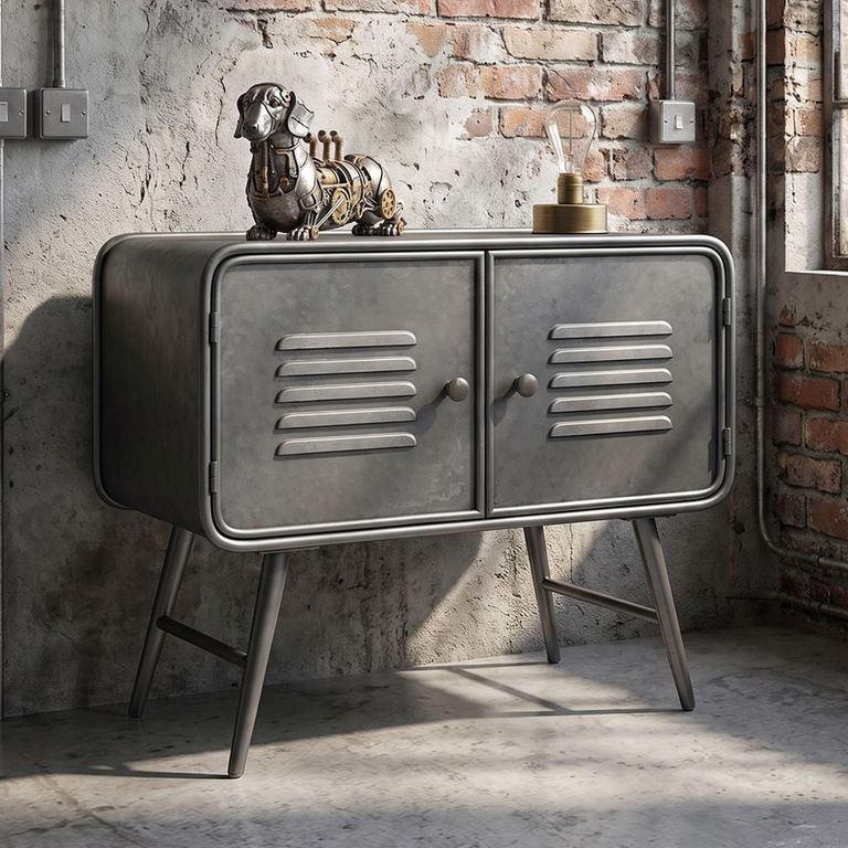 Industrial Grey Metal 2 Door Cabinet