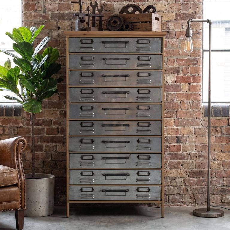 Tall 7 Drawer Storage Unit Metal Multi Drawer Apothecary