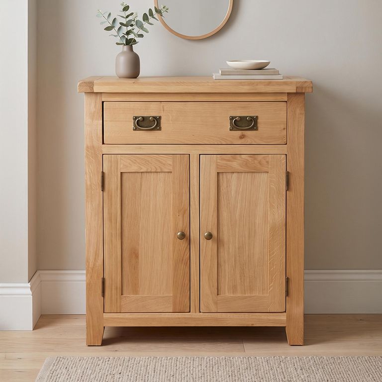 Melbourne Natural Oak 2 Door 1 Drawer Hall Cabinet