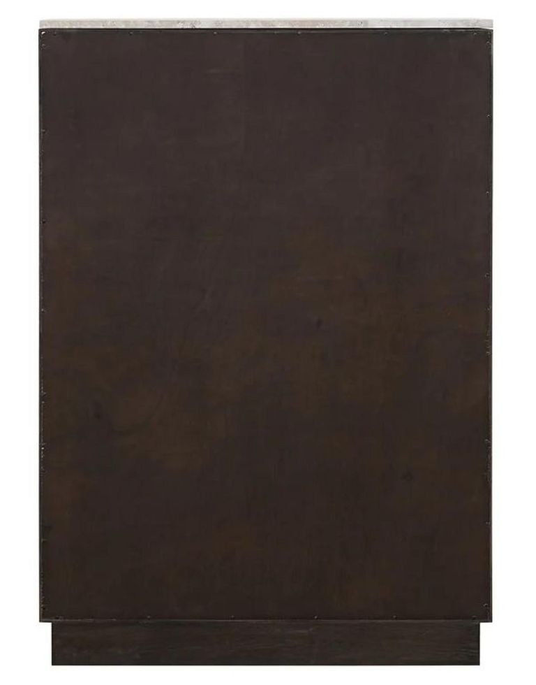 Claremont Dark Wood 2 Door Geometric Cabinet with Travertine Top