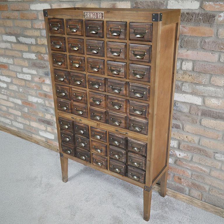Apothecary Cabinet - 2 Door - Multi Drawer - Dark Wood