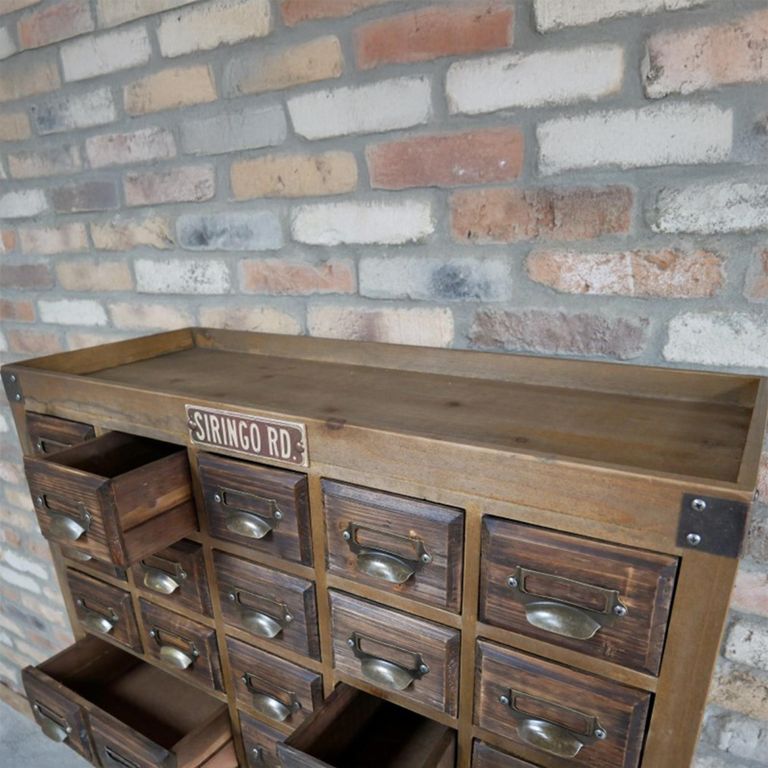 Apothecary Cabinet - 2 Door - Multi Drawer - Dark Wood
