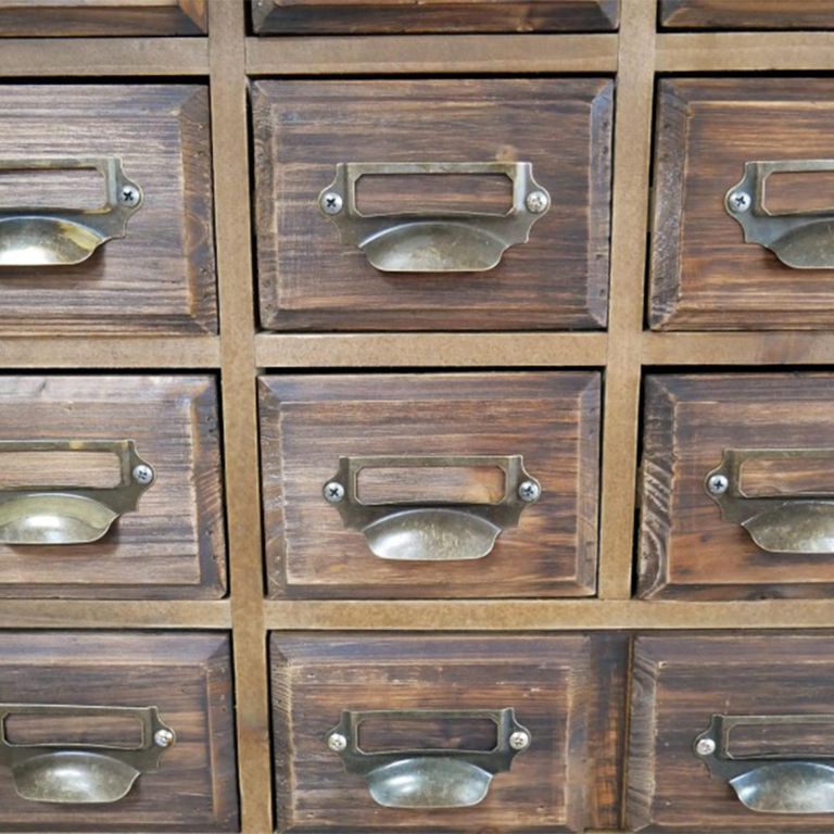 Apothecary Cabinet - 2 Door - Multi Drawer - Dark Wood